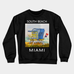 South Beach Lifeguard Tower in Miami Florida - Welshdesigns Crewneck Sweatshirt